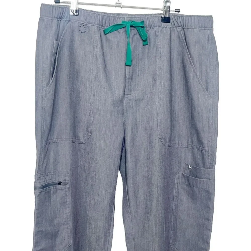 FIGS Cairo Cargo Scrub Pants Men's Large Tall Graphite Gray Medical Workwear